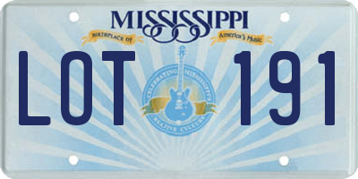 MS license plate LOT191