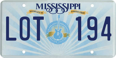 MS license plate LOT194