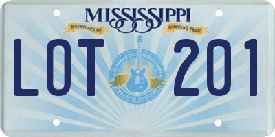 MS license plate LOT201