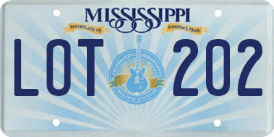 MS license plate LOT202