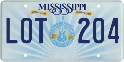 MS license plate LOT204