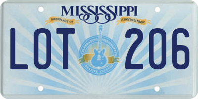 MS license plate LOT206