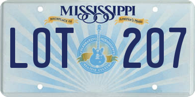 MS license plate LOT207
