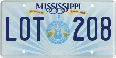 MS license plate LOT208