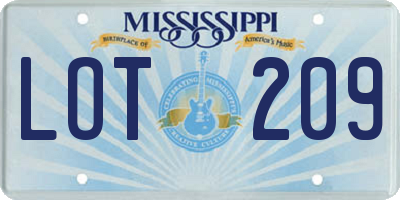 MS license plate LOT209