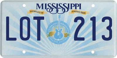 MS license plate LOT213