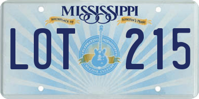 MS license plate LOT215