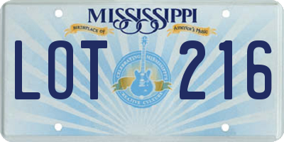 MS license plate LOT216