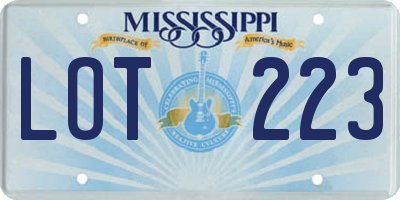 MS license plate LOT223