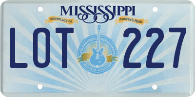 MS license plate LOT227