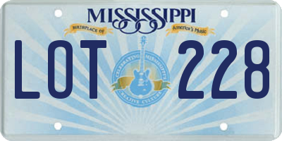 MS license plate LOT228
