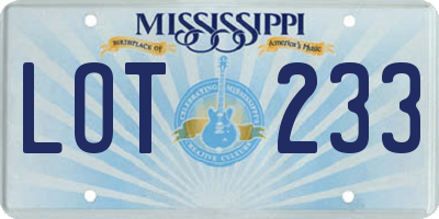 MS license plate LOT233