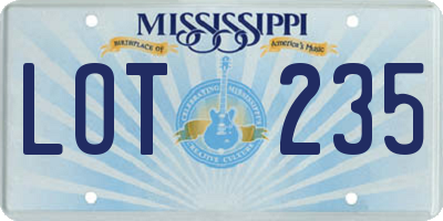 MS license plate LOT235