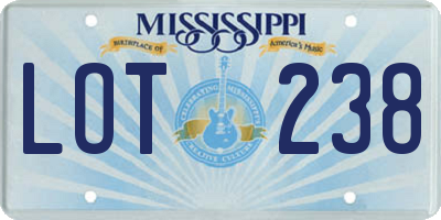 MS license plate LOT238