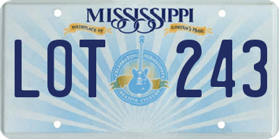 MS license plate LOT243