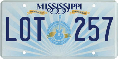MS license plate LOT257