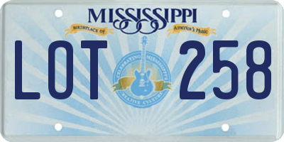MS license plate LOT258
