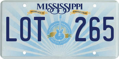 MS license plate LOT265