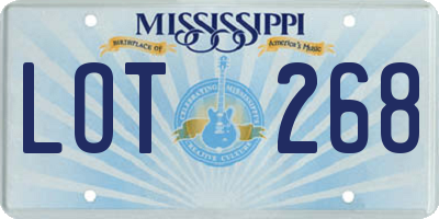 MS license plate LOT268