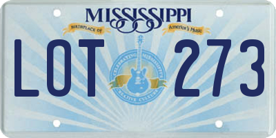 MS license plate LOT273