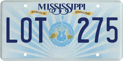 MS license plate LOT275