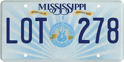 MS license plate LOT278