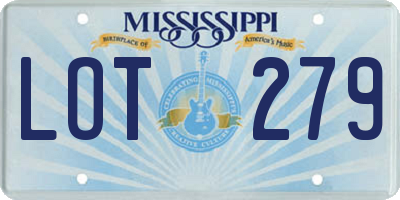 MS license plate LOT279