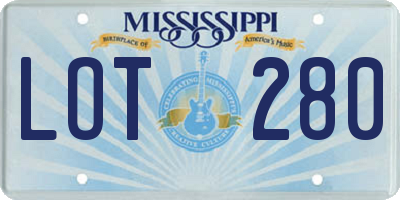 MS license plate LOT280