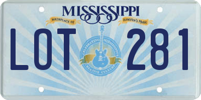 MS license plate LOT281