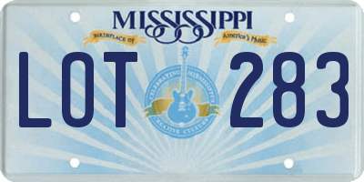 MS license plate LOT283