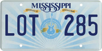 MS license plate LOT285
