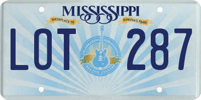 MS license plate LOT287