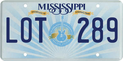MS license plate LOT289