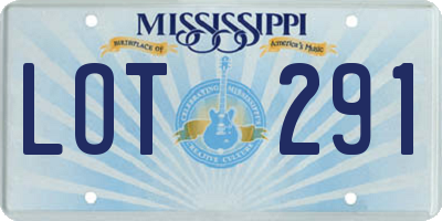 MS license plate LOT291