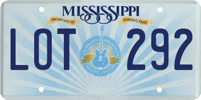 MS license plate LOT292