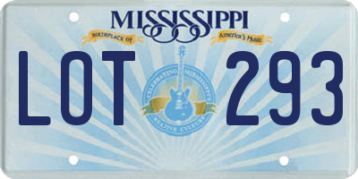 MS license plate LOT293