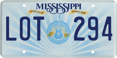 MS license plate LOT294