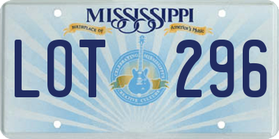 MS license plate LOT296