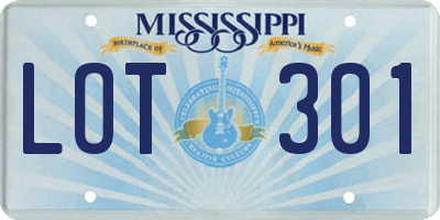 MS license plate LOT301
