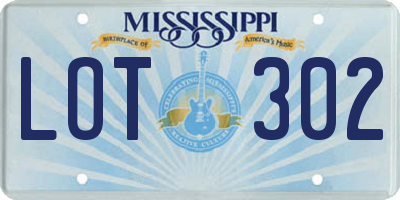 MS license plate LOT302