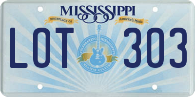 MS license plate LOT303