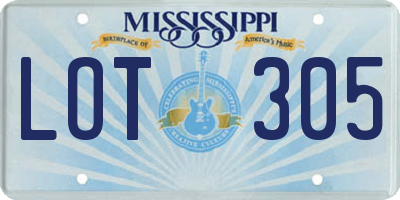 MS license plate LOT305