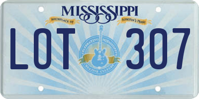 MS license plate LOT307