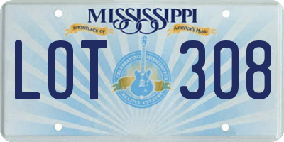 MS license plate LOT308