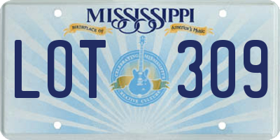 MS license plate LOT309