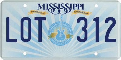 MS license plate LOT312