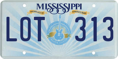 MS license plate LOT313