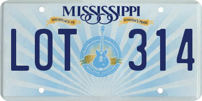 MS license plate LOT314