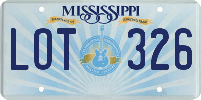 MS license plate LOT326