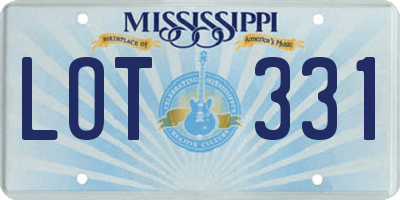 MS license plate LOT331